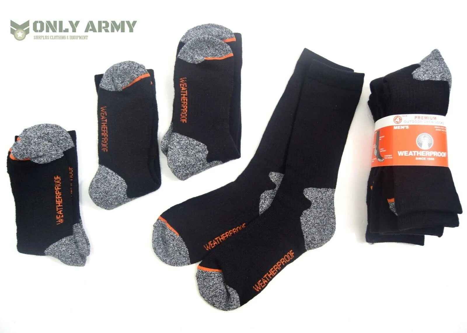 4 x Pairs Outdoor Crew Socks WEATHERPROOF® Thermal Cushioned Work Hiking Walking