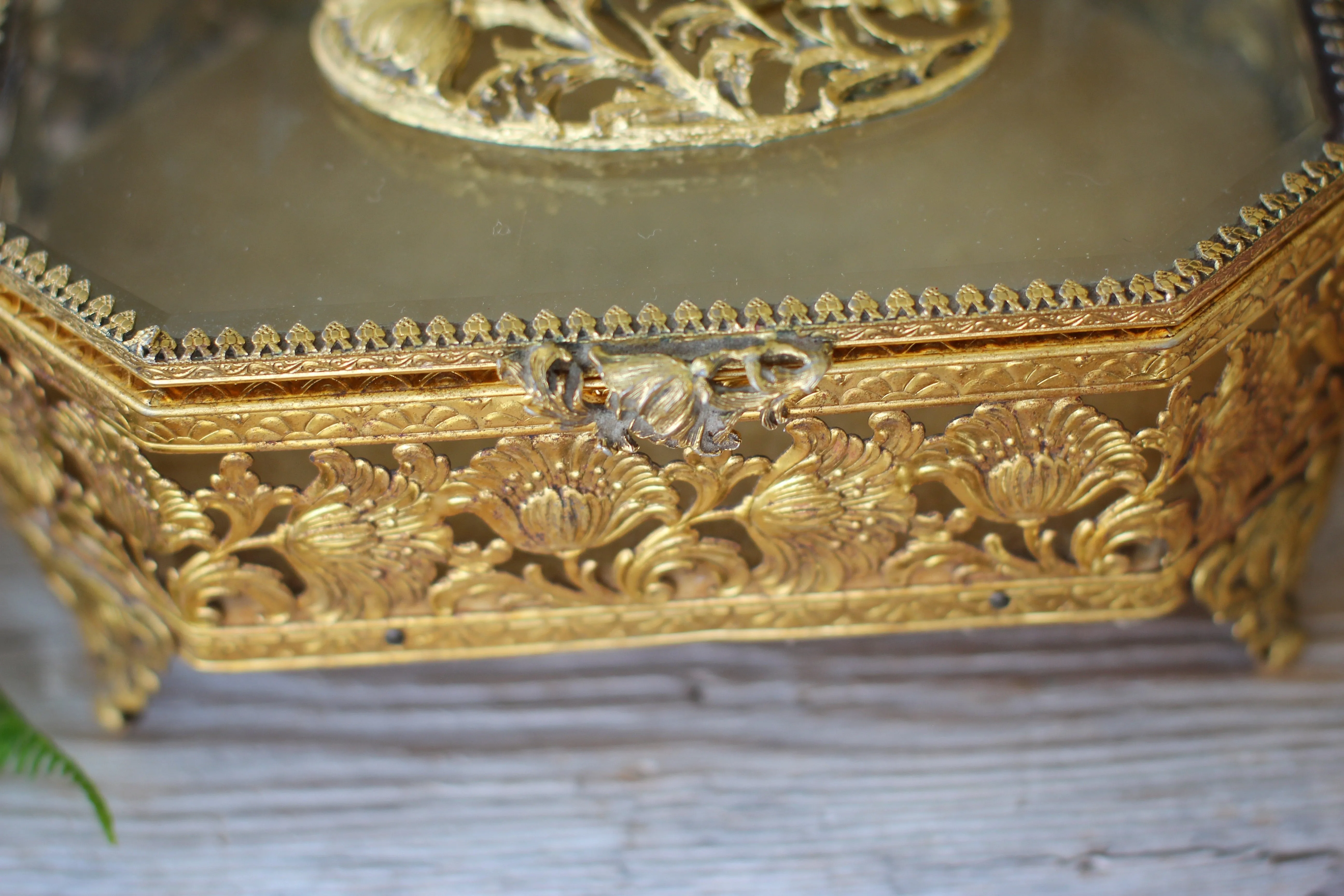 Antique Floral Dogwood Jewelry Box