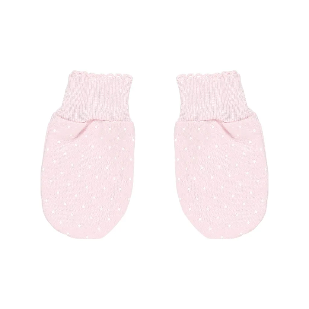 Basic Dots Mittens Pink/White