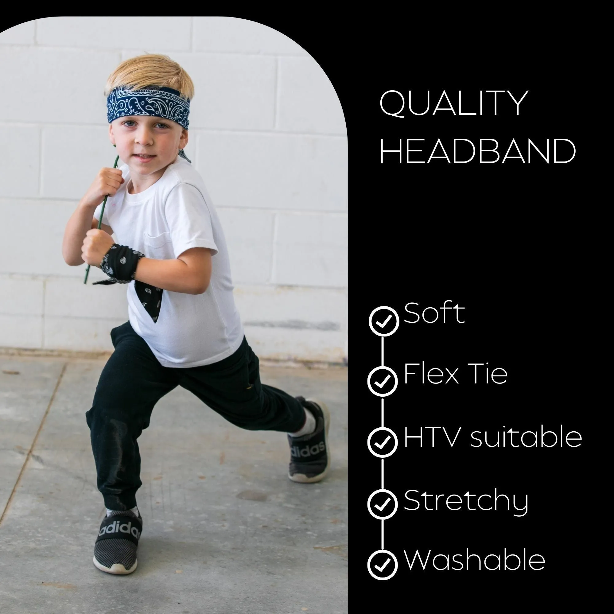 Blue Bandana Tie Headband