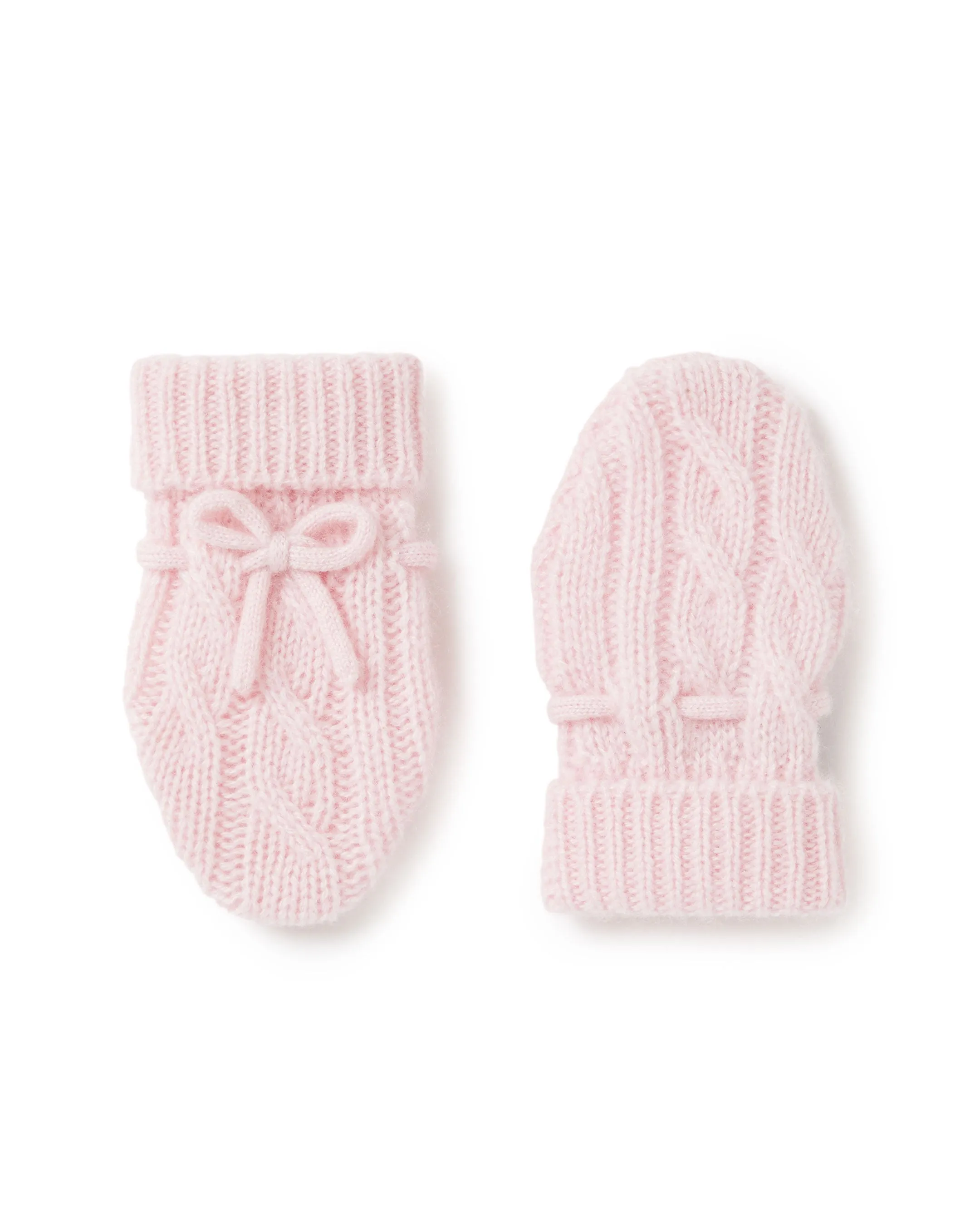 Cable Cashmere Mittens Pale Pink