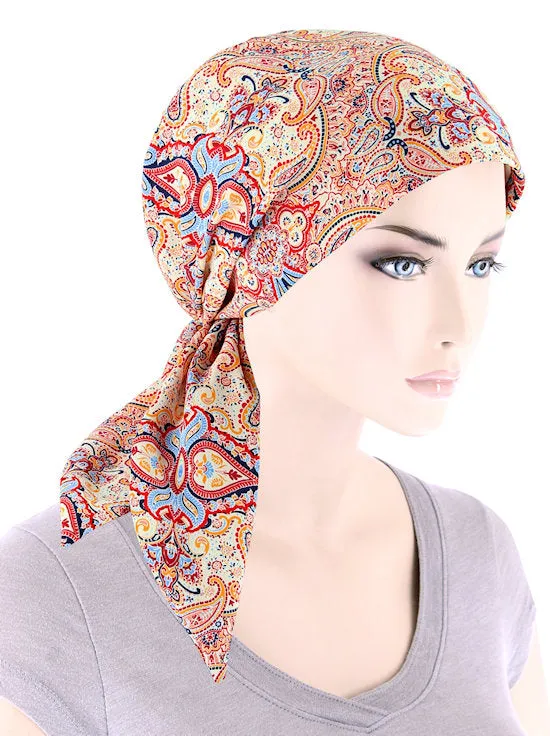 CFS-1163#Chemo Fashion Scarf Red Americana Paisley