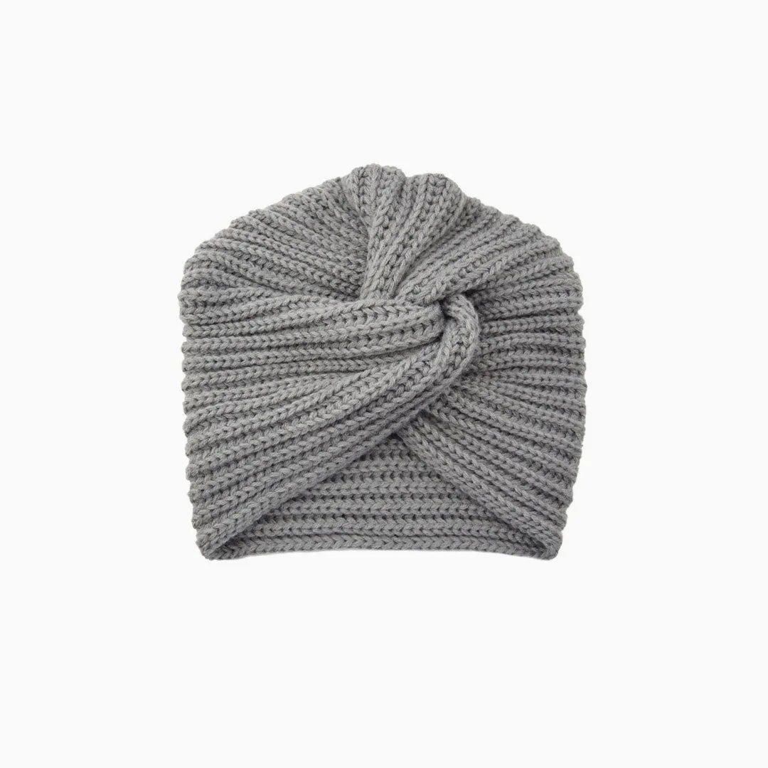 Cozy Me Up Soldi Color Ribbed Twist Front Winter Turban