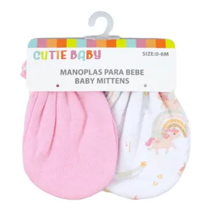 Cutie Baby 2 Pc Scratch Mittens Set - Unicorn