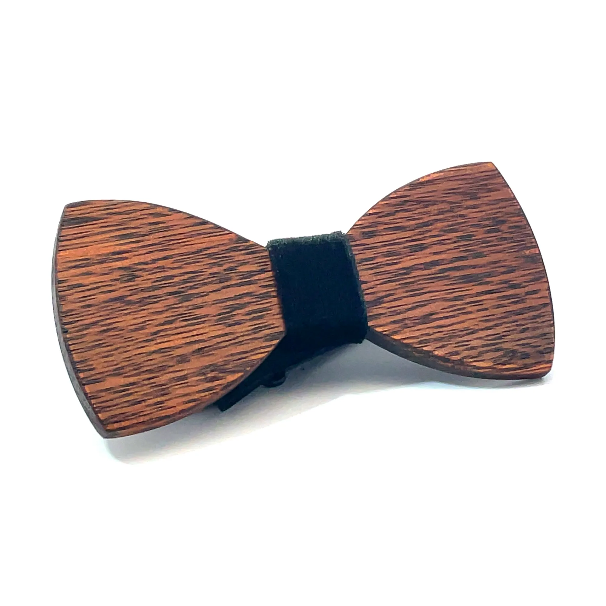 Dark Wood Black Fabric Kids Bow Tie