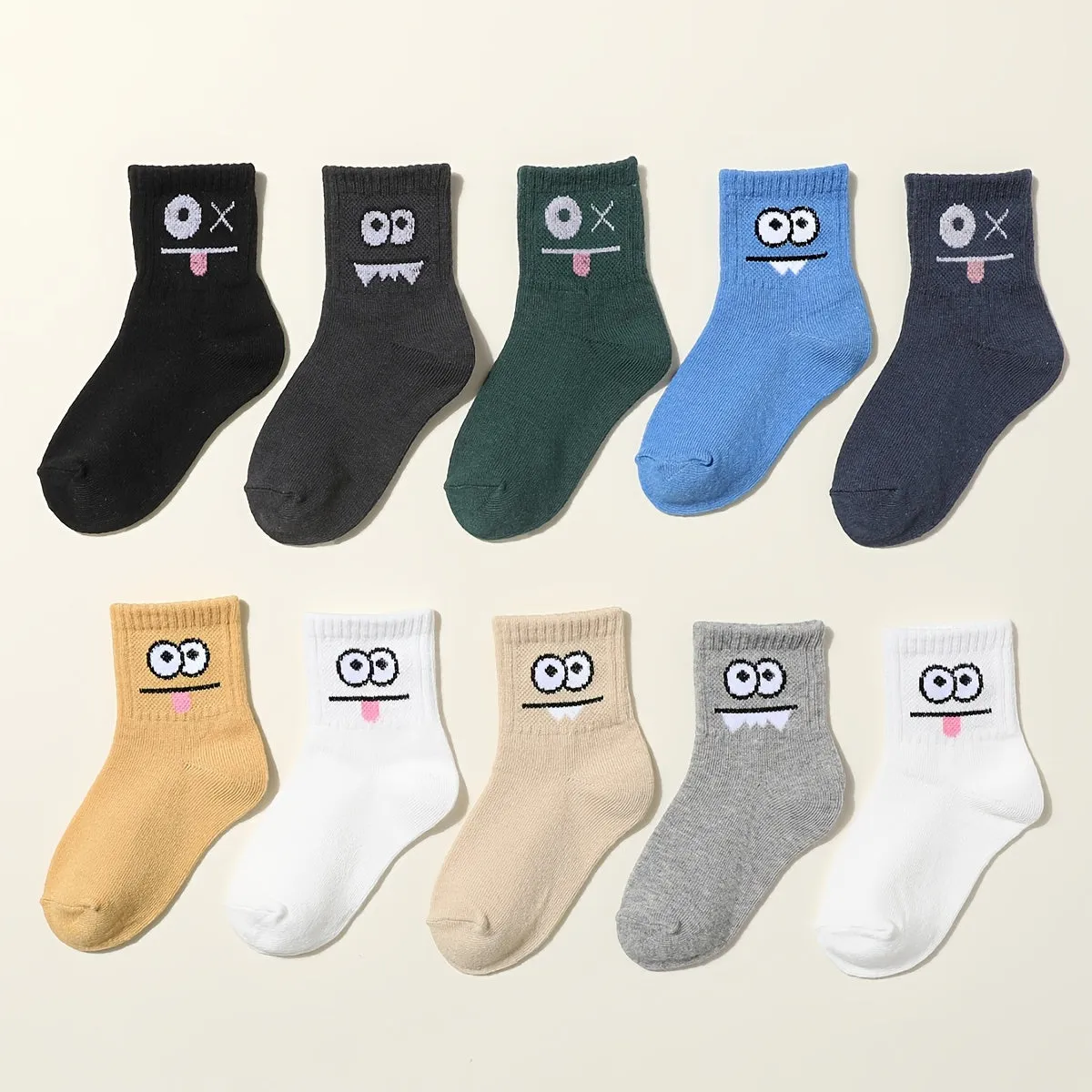 Eyes Pattern 10/20 Pairs Boys Short Socks, Comfy Breathable Sweat Resistant Anti-odor Socks For Spring Summer