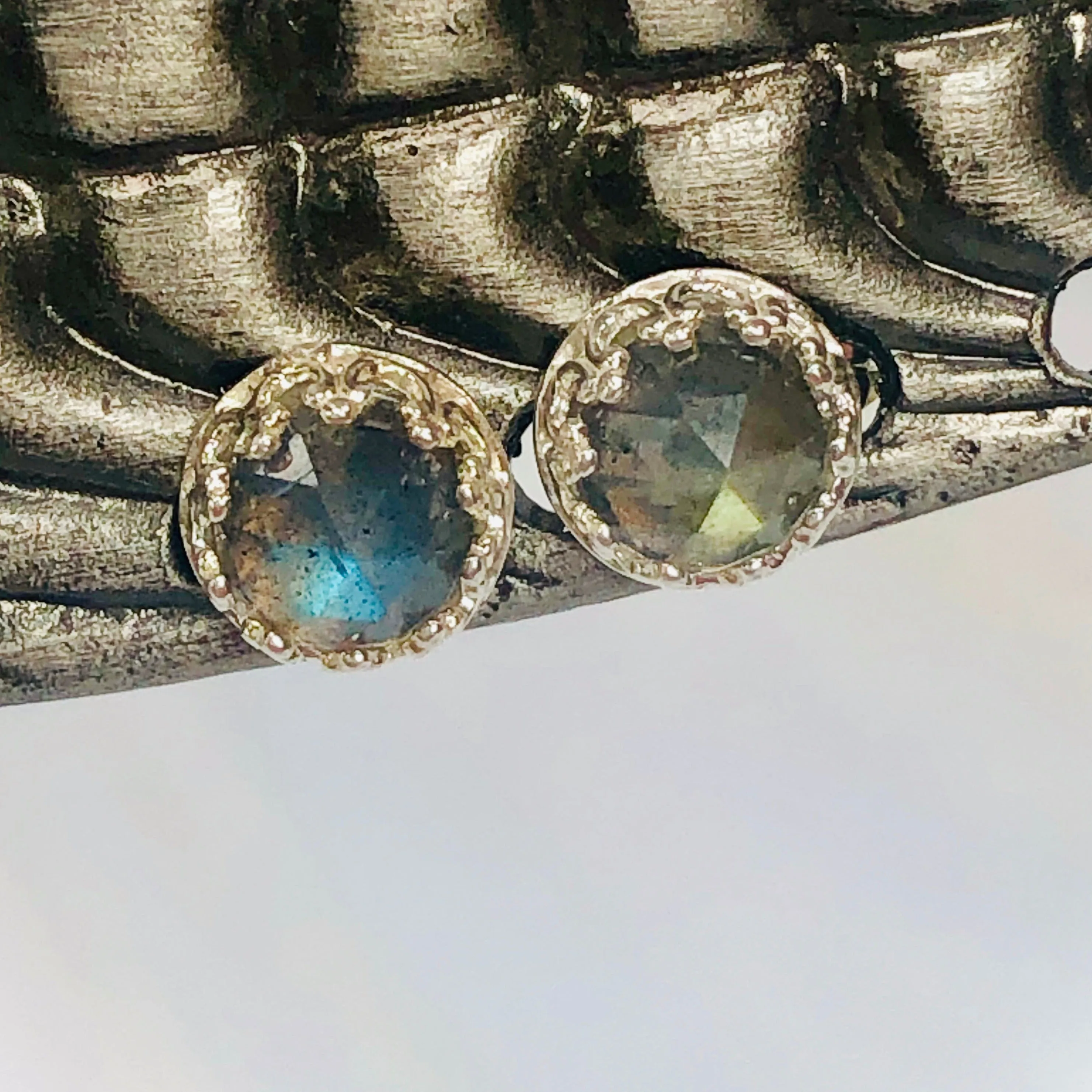 Faceted Labradorite Stud Earrings, Dainty Labradorite Post earrings, artisan jewelry