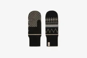 Fairisle Cashmere Blend Mittens - Black/Millet