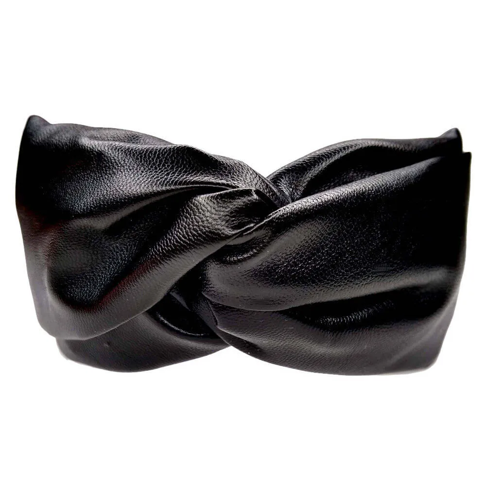 Faux Leather Turban Twist Headband