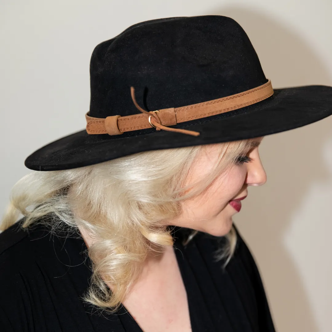 Faux Suede Hat - Black