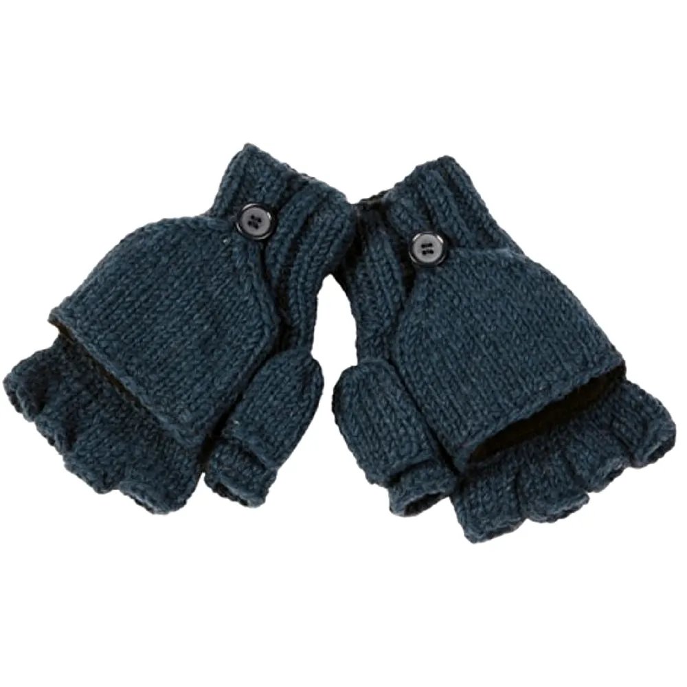 Fingerless Gloves With Button Flap and Fleece Lining