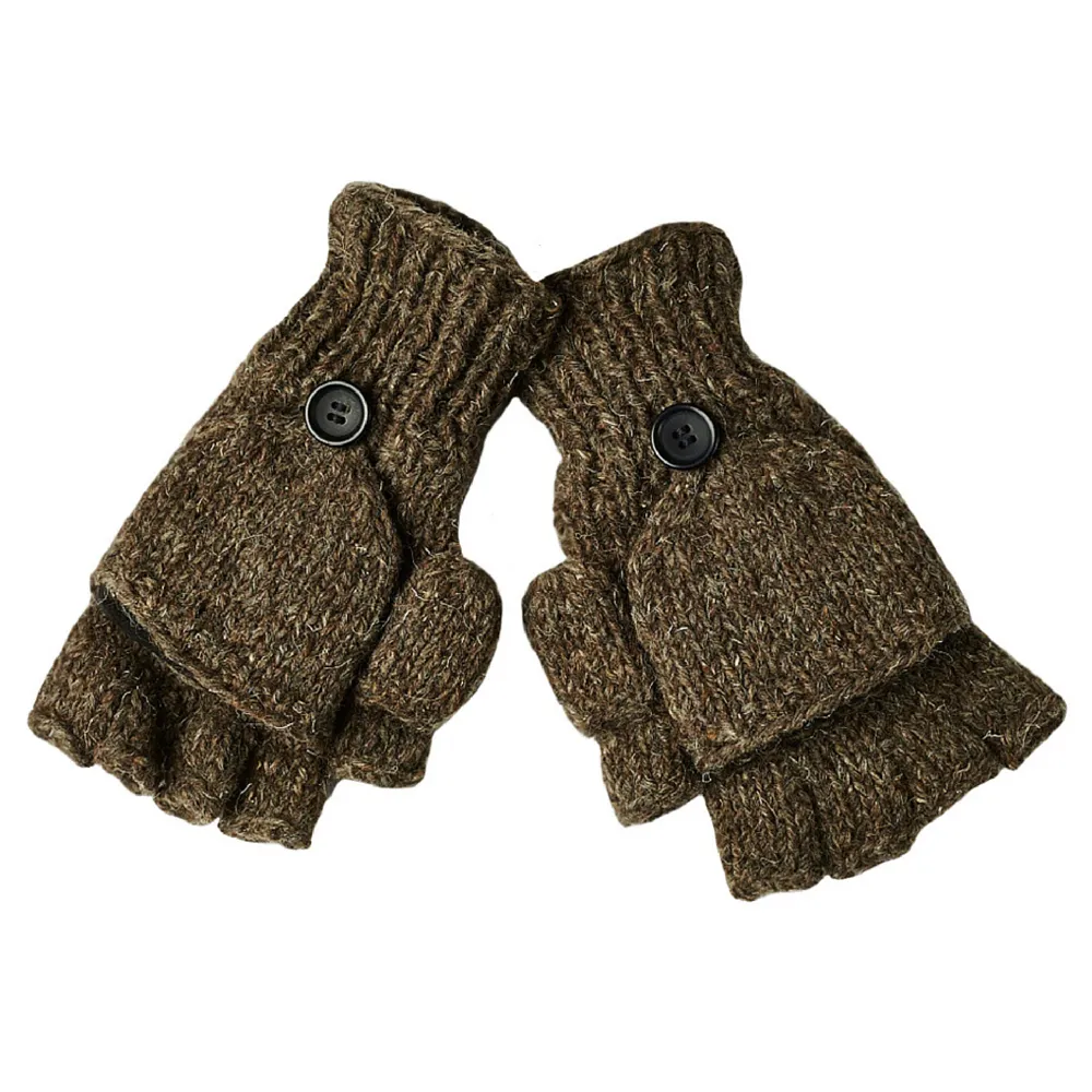 Fingerless Gloves With Button Flap and Fleece Lining