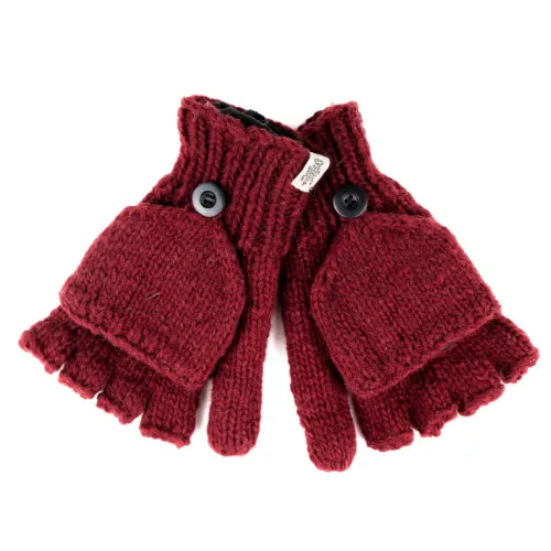 Fingerless Gloves With Button Flap and Fleece Lining