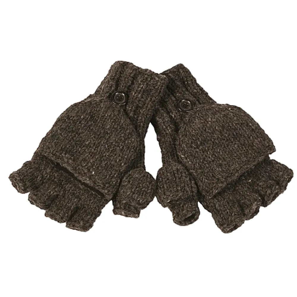 Fingerless Gloves With Button Flap and Fleece Lining