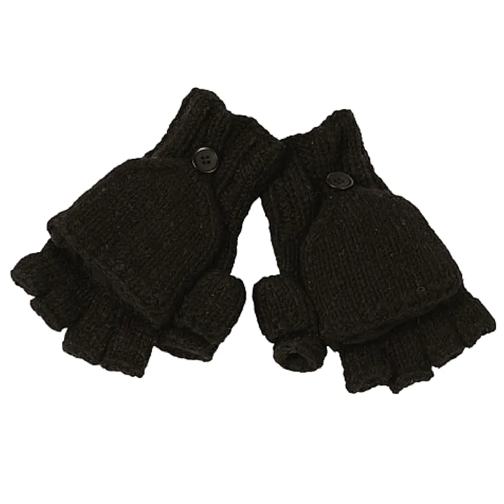 Fingerless Gloves With Button Flap and Fleece Lining