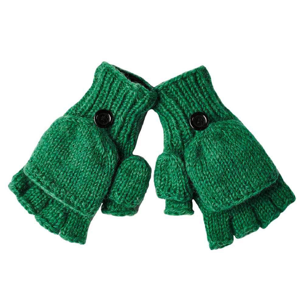 Fingerless Gloves With Button Flap and Fleece Lining