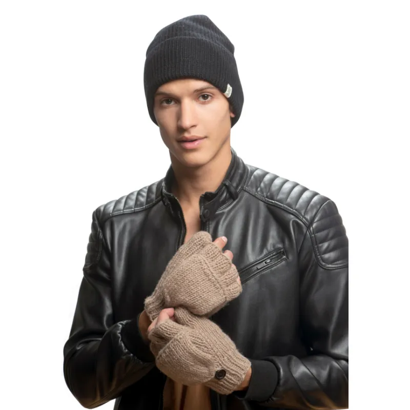 Fingerless Gloves With Button Flap and Fleece Lining