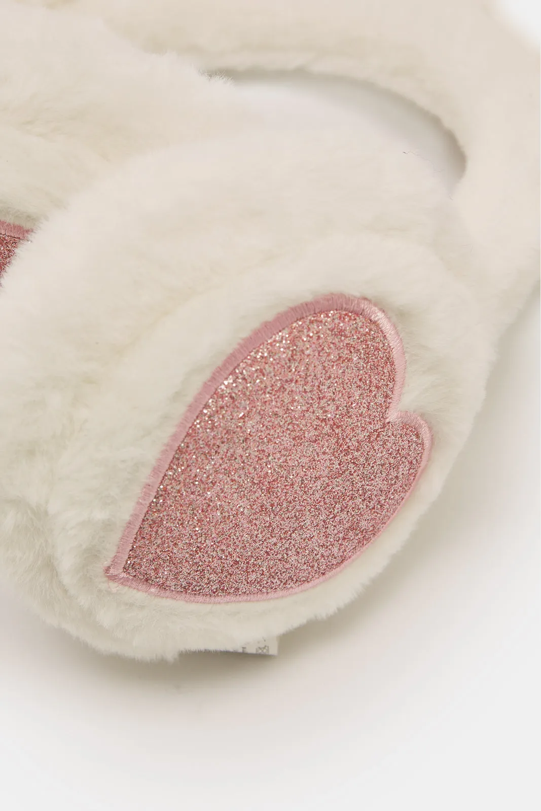 Girls Beige Glitter Embellished Earmuff