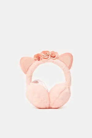 Girls Pink Floral Earmuff