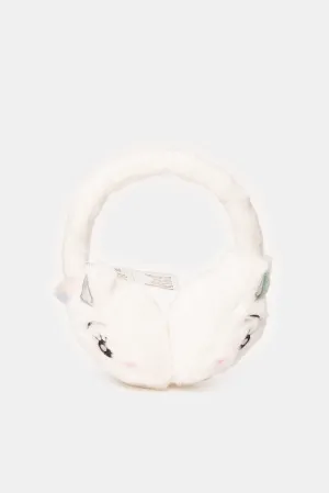 Girls White Unicorn Earmuff