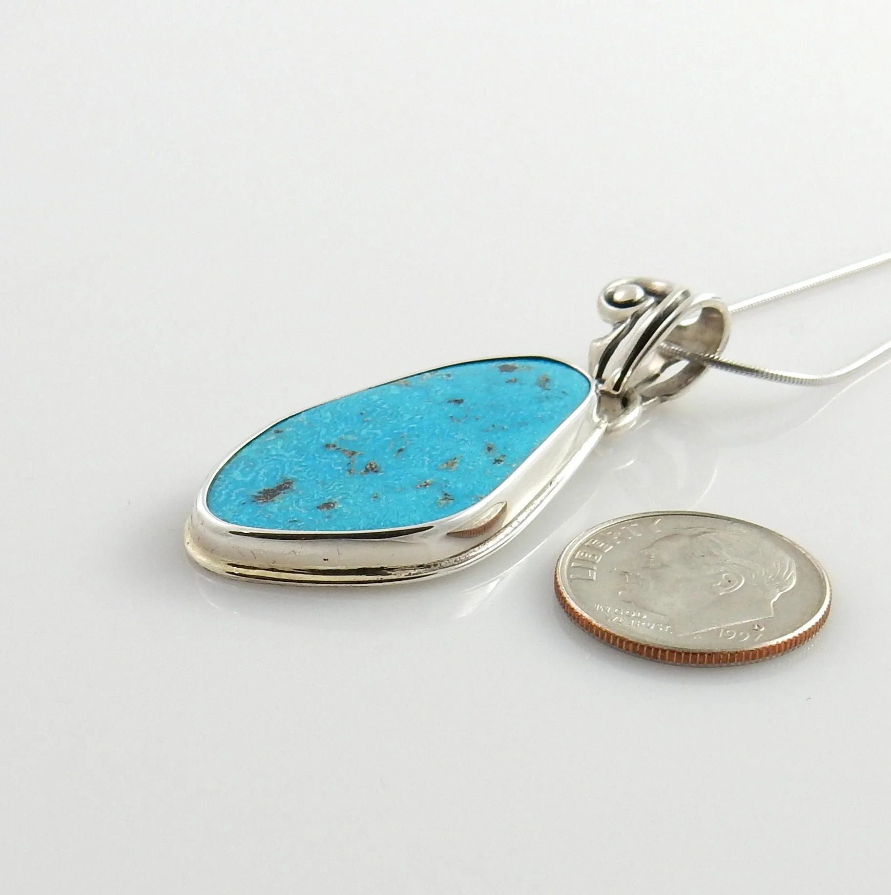 Handmade Silver Morenci Turquoise Pendant