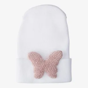 Hospital Hat With Fuzzy Decal - Mauve Butterfly