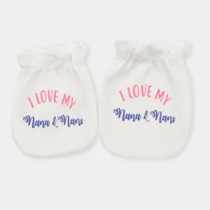 Infant Mittens Nana & Nani- White