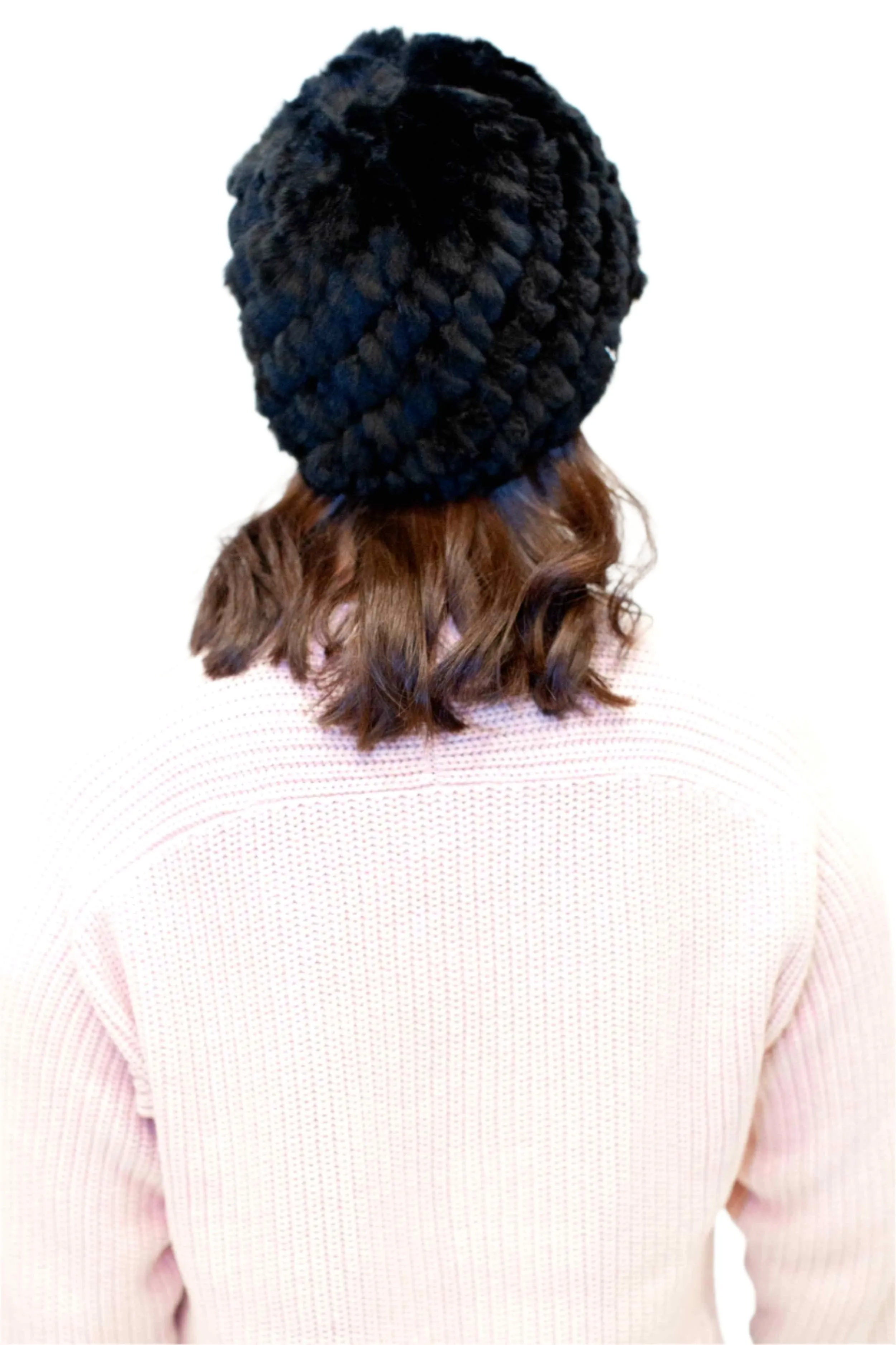 Knitted Rex Rabbit Fur Stretch Beanie