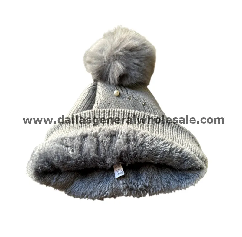 Ladies Pearl Thermal Lining Beanies Hats Wholesale