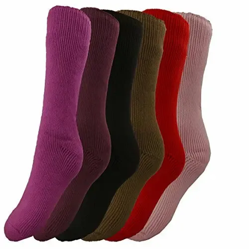 Ladies Thermal Winter Socks 2.3 TOG Pack of 3 Pairs Socks, Black/Assorted Thermal Socks, Ladies Winter Insulated Thick Warm Socks 4-7 UK/EU 37-40