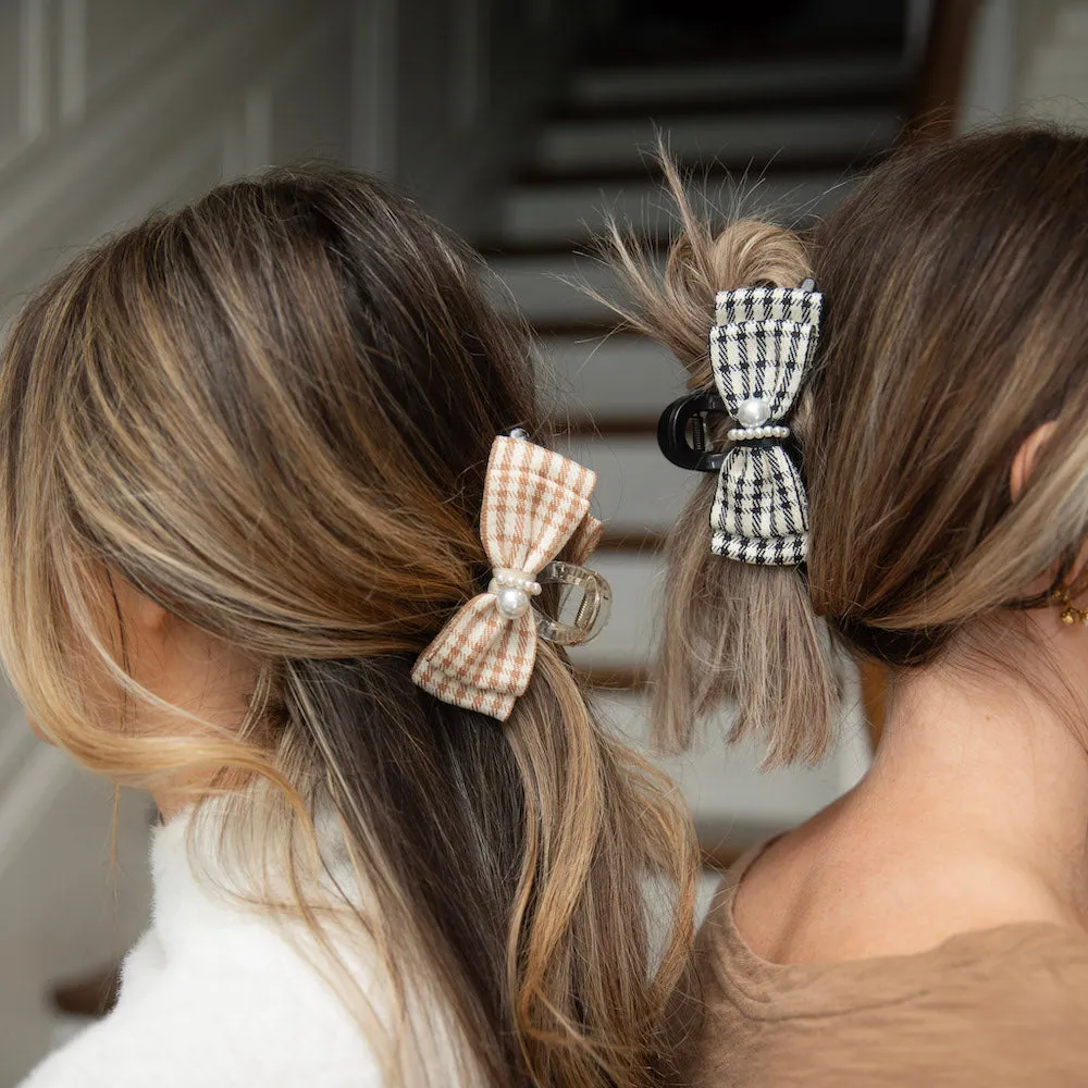 Large Clip - Tan Checkered Pearl