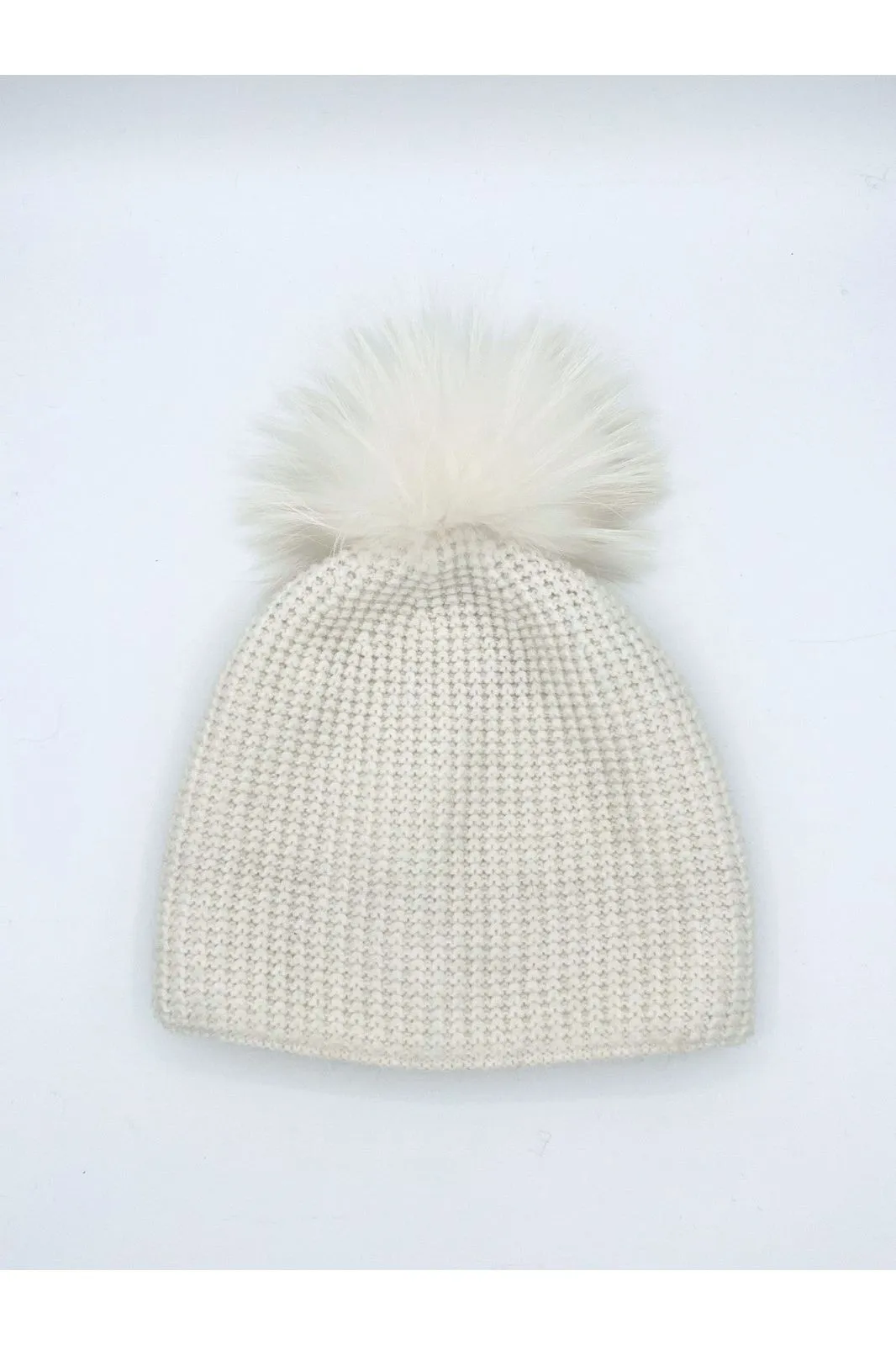 Linda Richards Braided Slouch Pom-pom Hat HA-126 | White