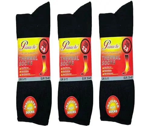 Mens Thermal Winter Socks 2.3Tog Pack of 3 Pairs Socks, Black/Assorted Thermal Socks, Warm Socks, Thick Socks, Insulated Socks 6-11 UK/EU 39-45