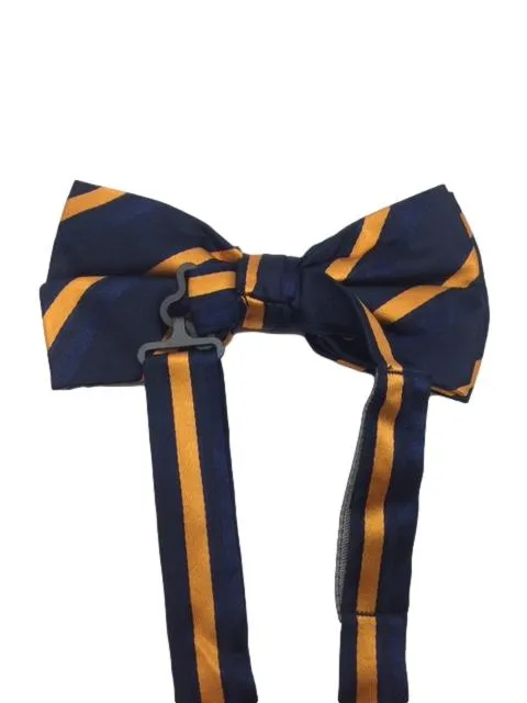 Navy Blue & Orange Striped Bow Tie