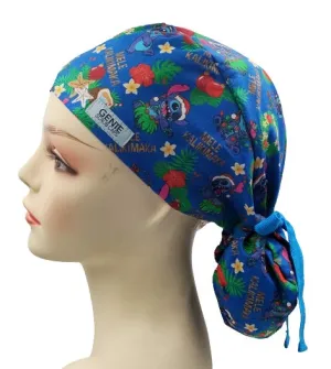 New Stitch Christmas Blue Ponytail Scrub Cap Doctor Theatre Nurse Hospital Paediatric Vet Surgical