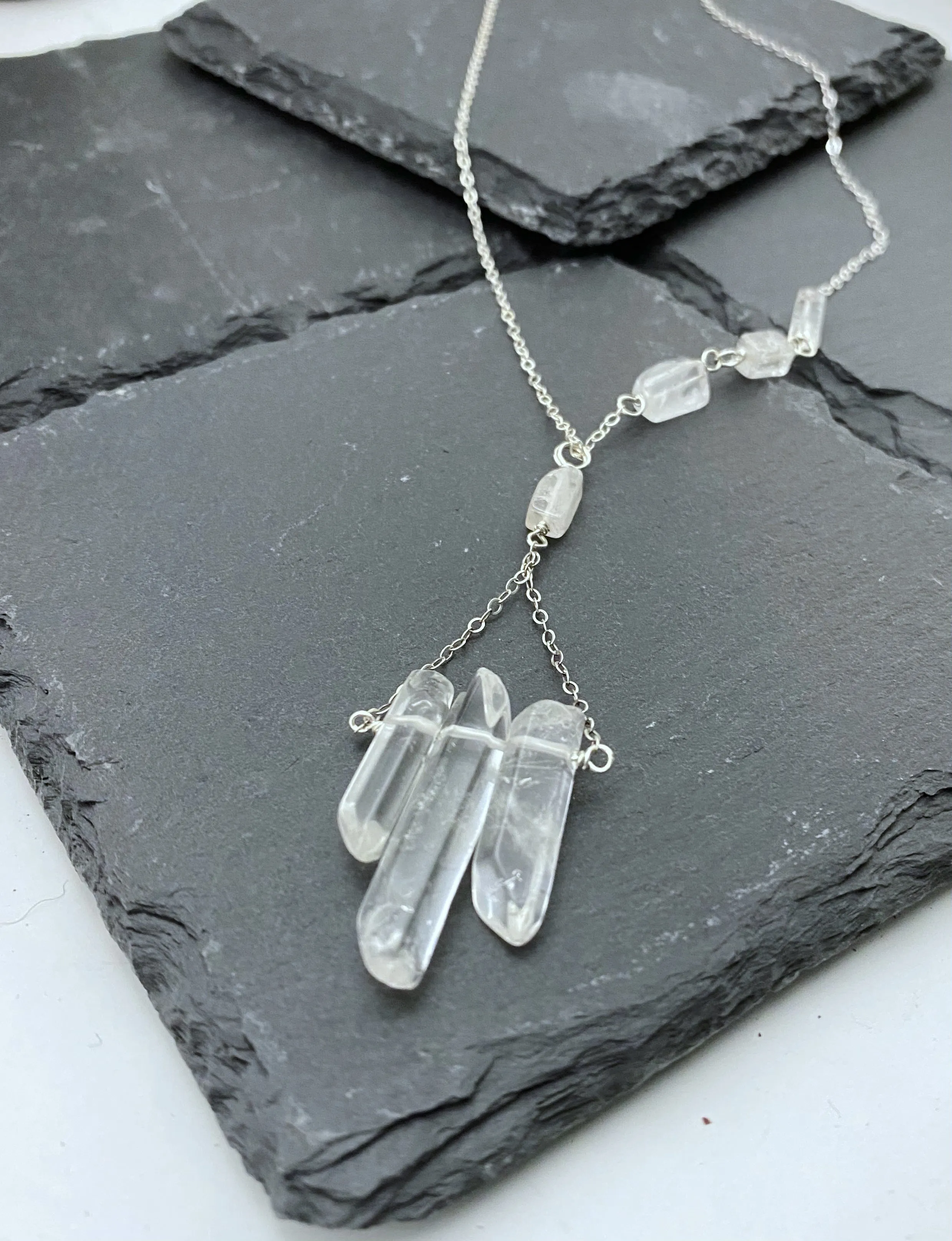 Quartz and sterling silver necklace