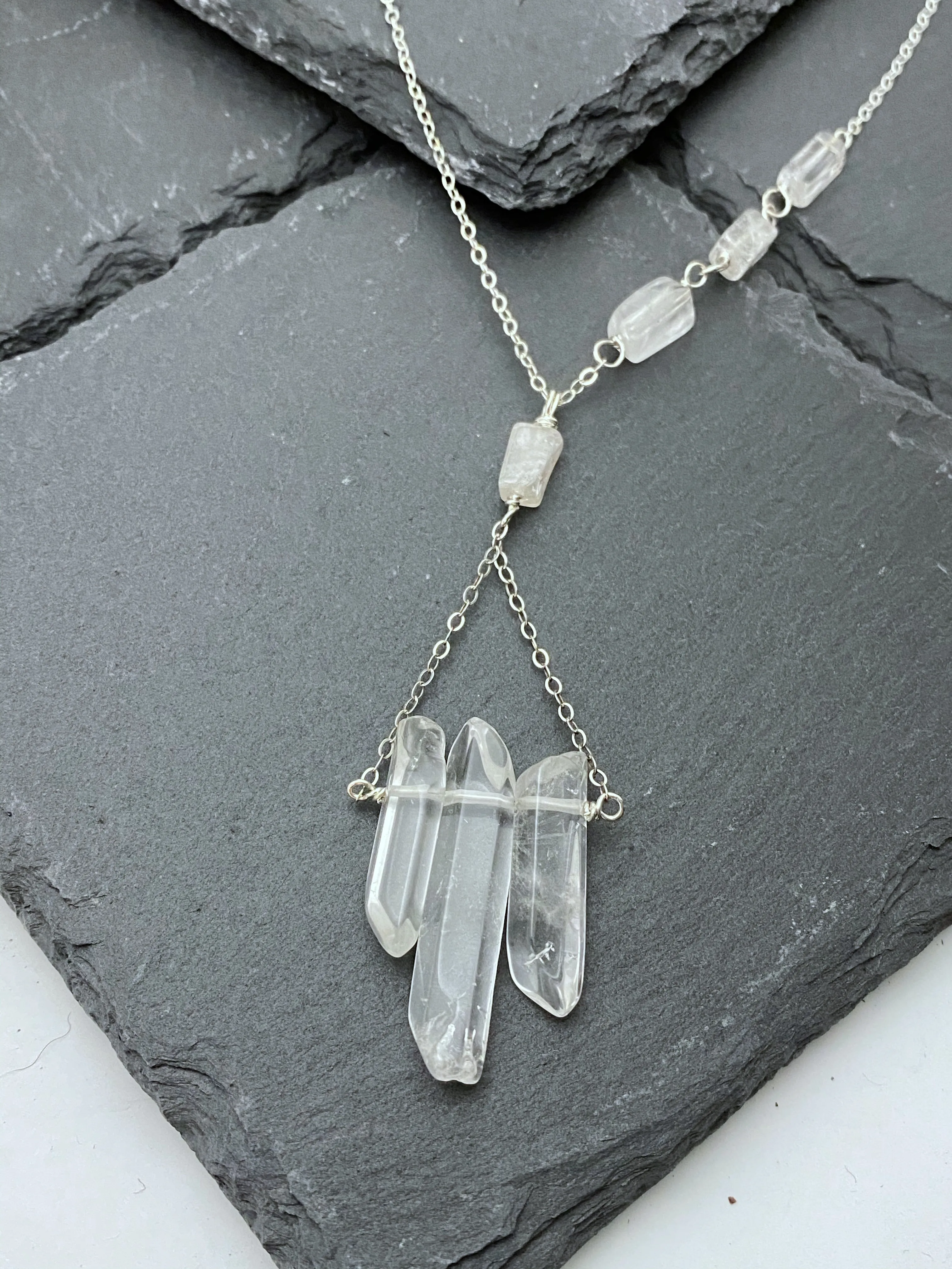 Quartz and sterling silver necklace