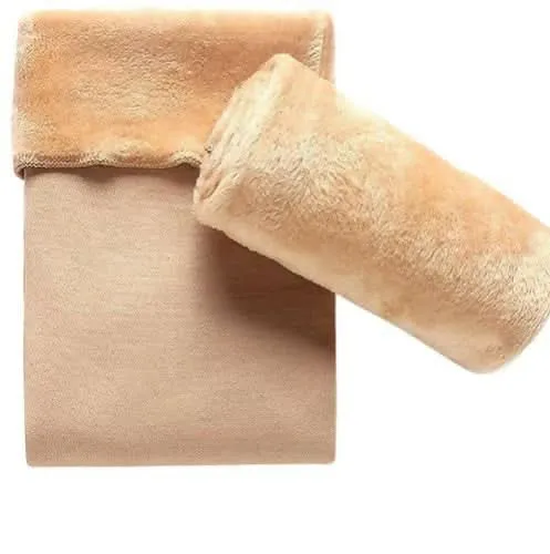 (Set Of 6) Cream Unisex Winter Woolen Fleece Thermal Socks with Velvet Lining