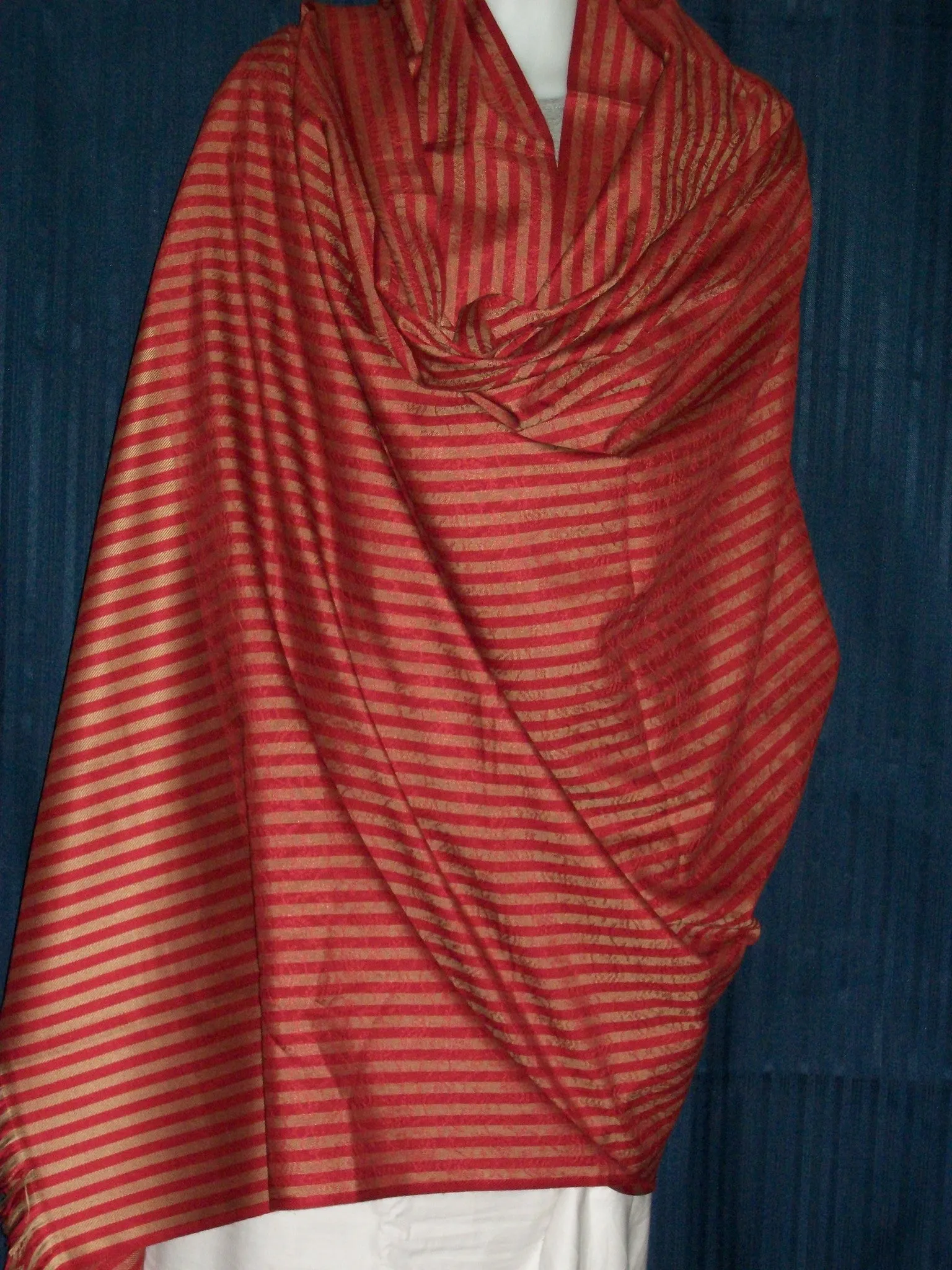 Shawl 1435 Red Golden Wrap Winter Shawl Shieno Sarees