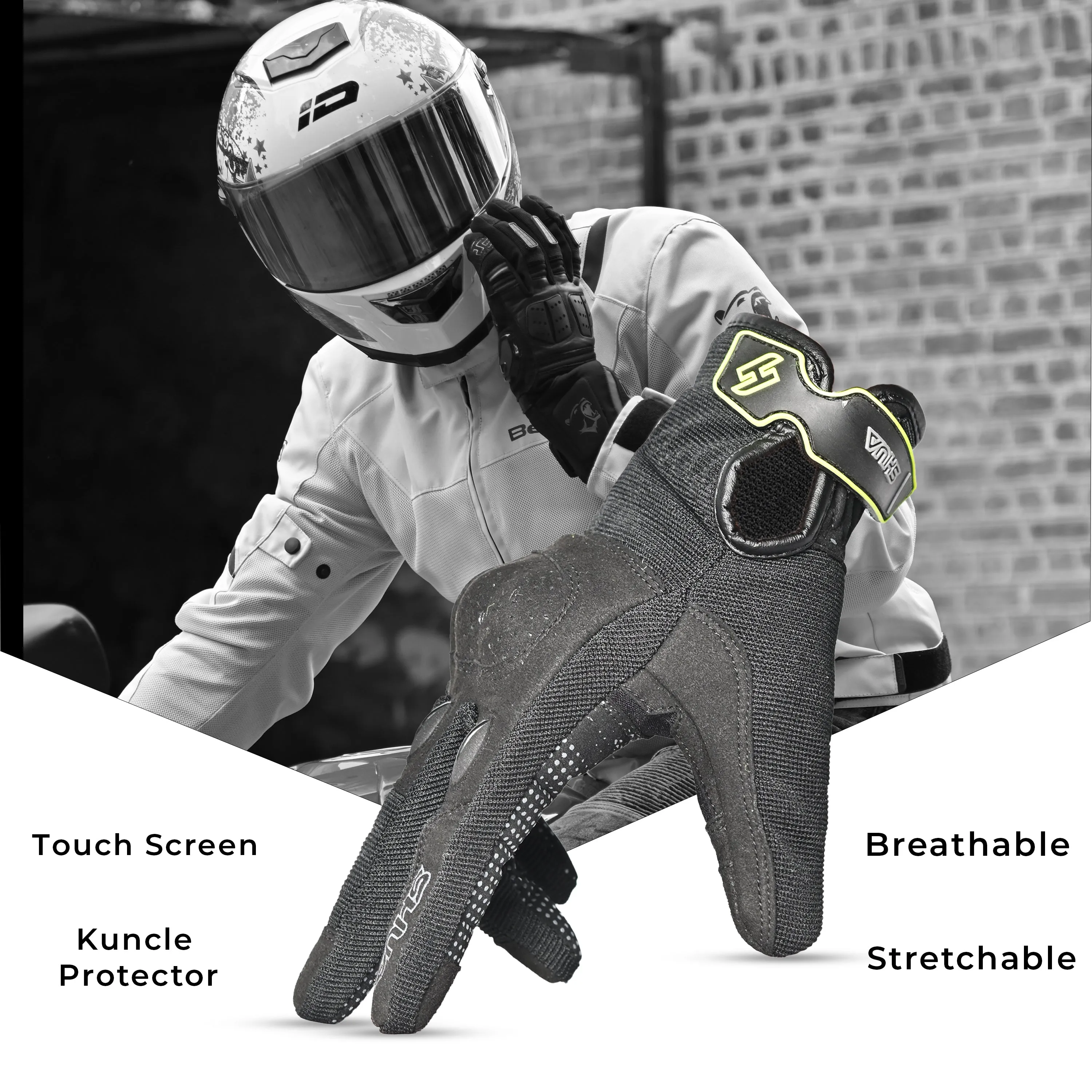 SHUA - ProTech Textile Glove - Black Flouro Yellow