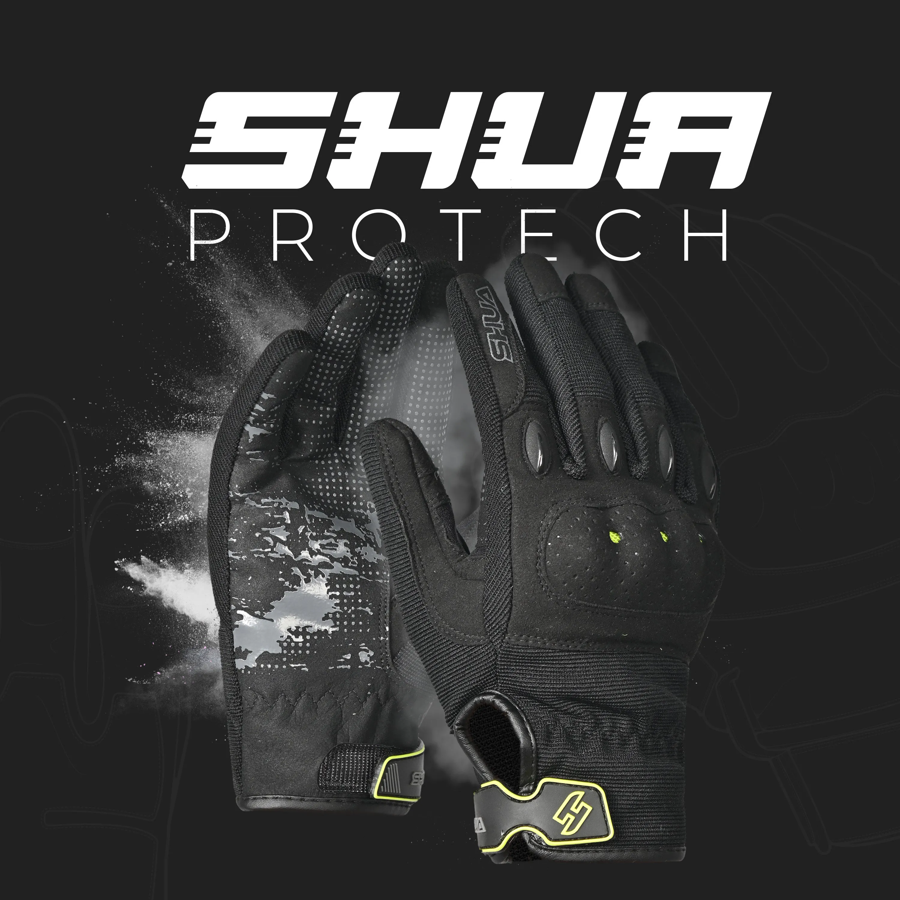 SHUA - ProTech Textile Glove - Black Flouro Yellow