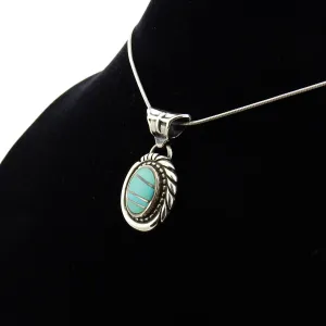 Sterling Silver Sleeping Beauty Turquoise Inlay Pendant