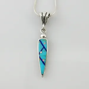 Sterling Silver Turquoise Lapis Inlay Pendant