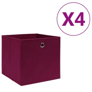 Storage Boxes 4 pcs Non-woven Fabric 28x28x28 cm Dark Red