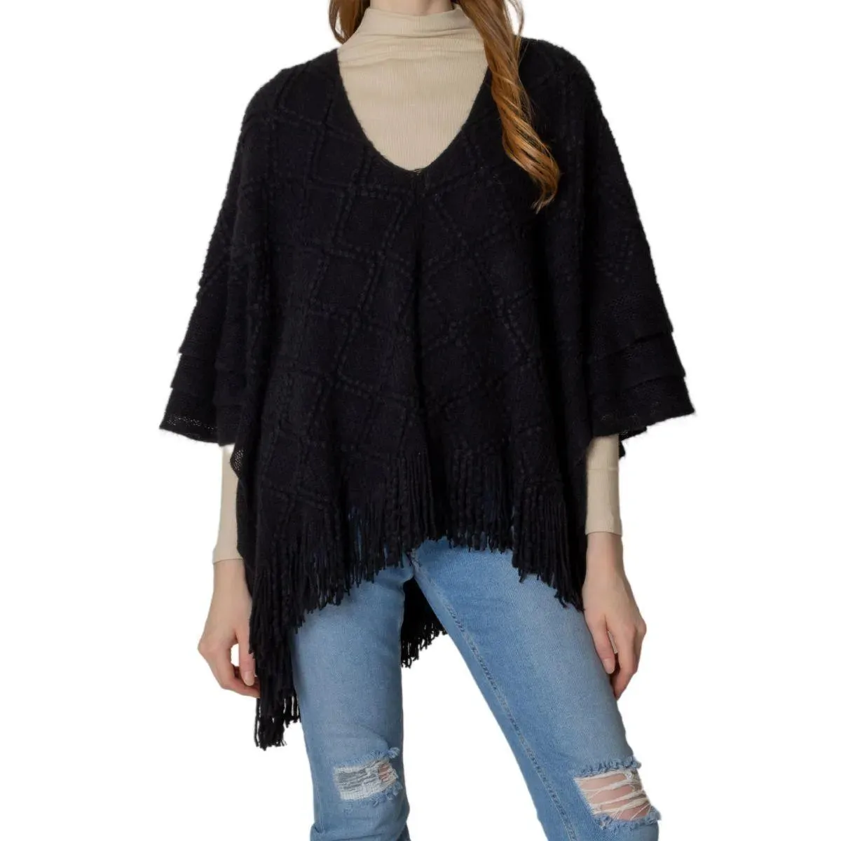 Stylish Black Crochet Poncho for Women - Unleash Your Inner Fashionista!