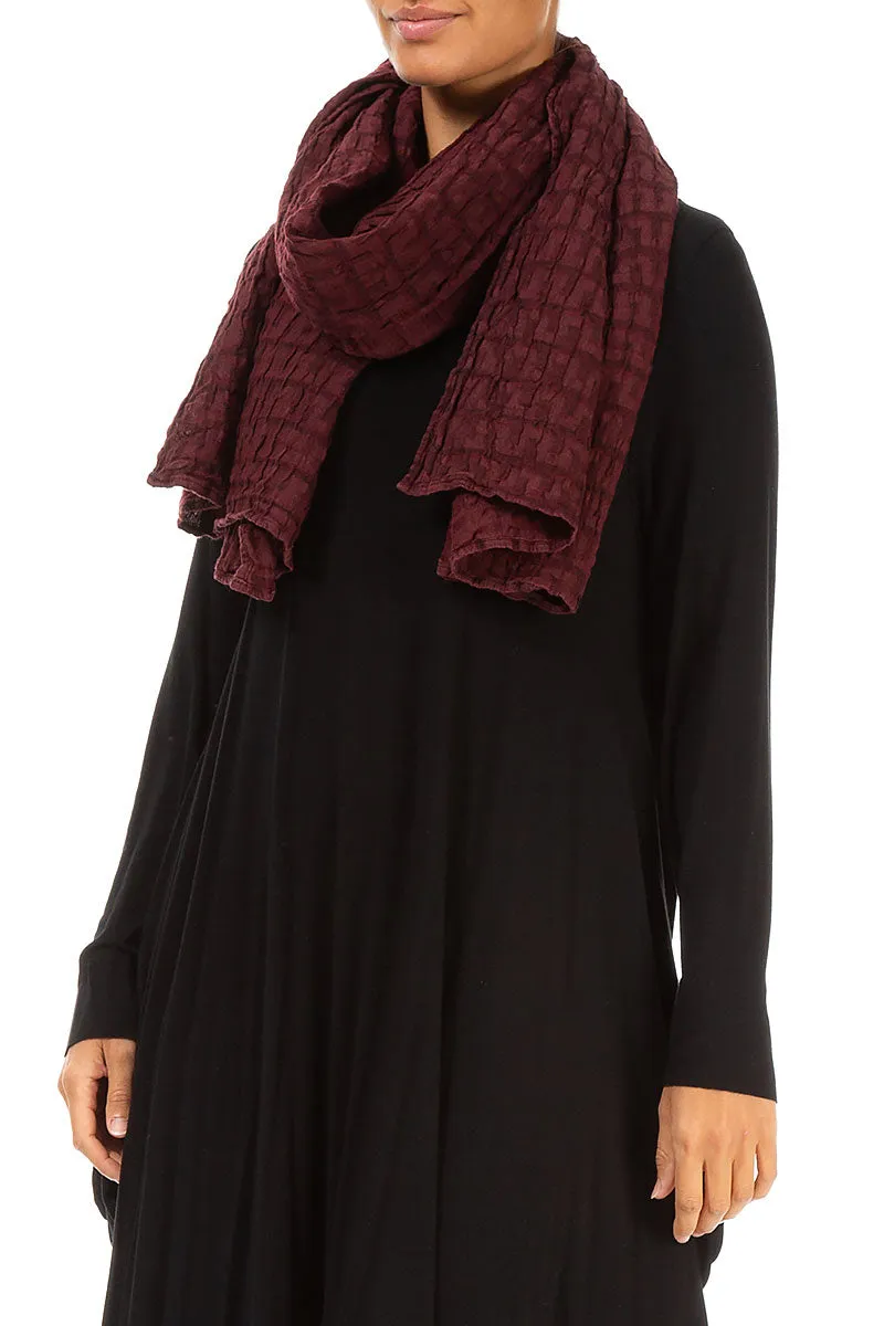 Textured Burgundy Linen Scarf