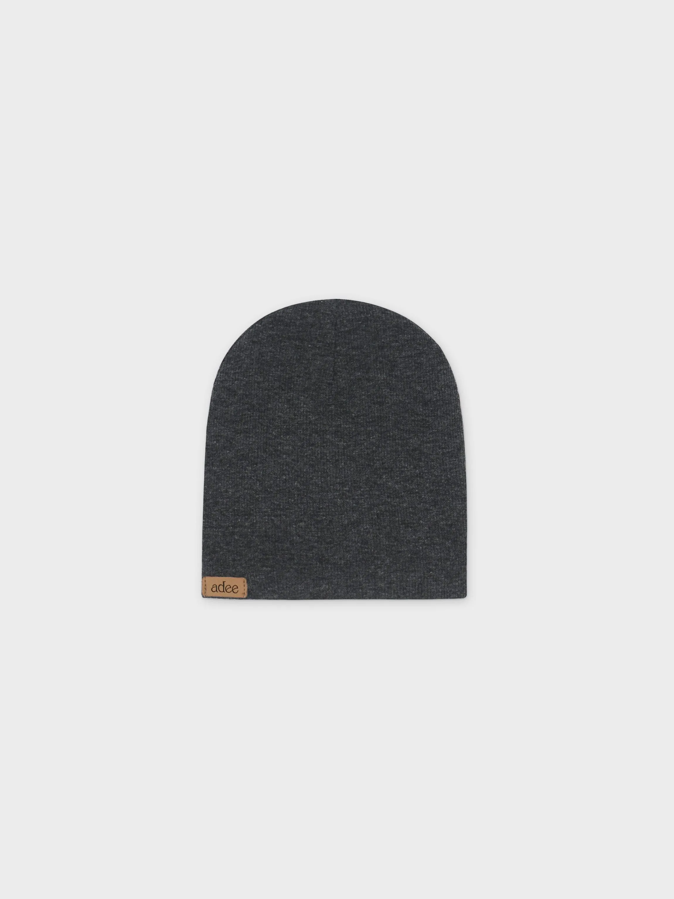 Thin Ribbed Beanie-Heather Grey