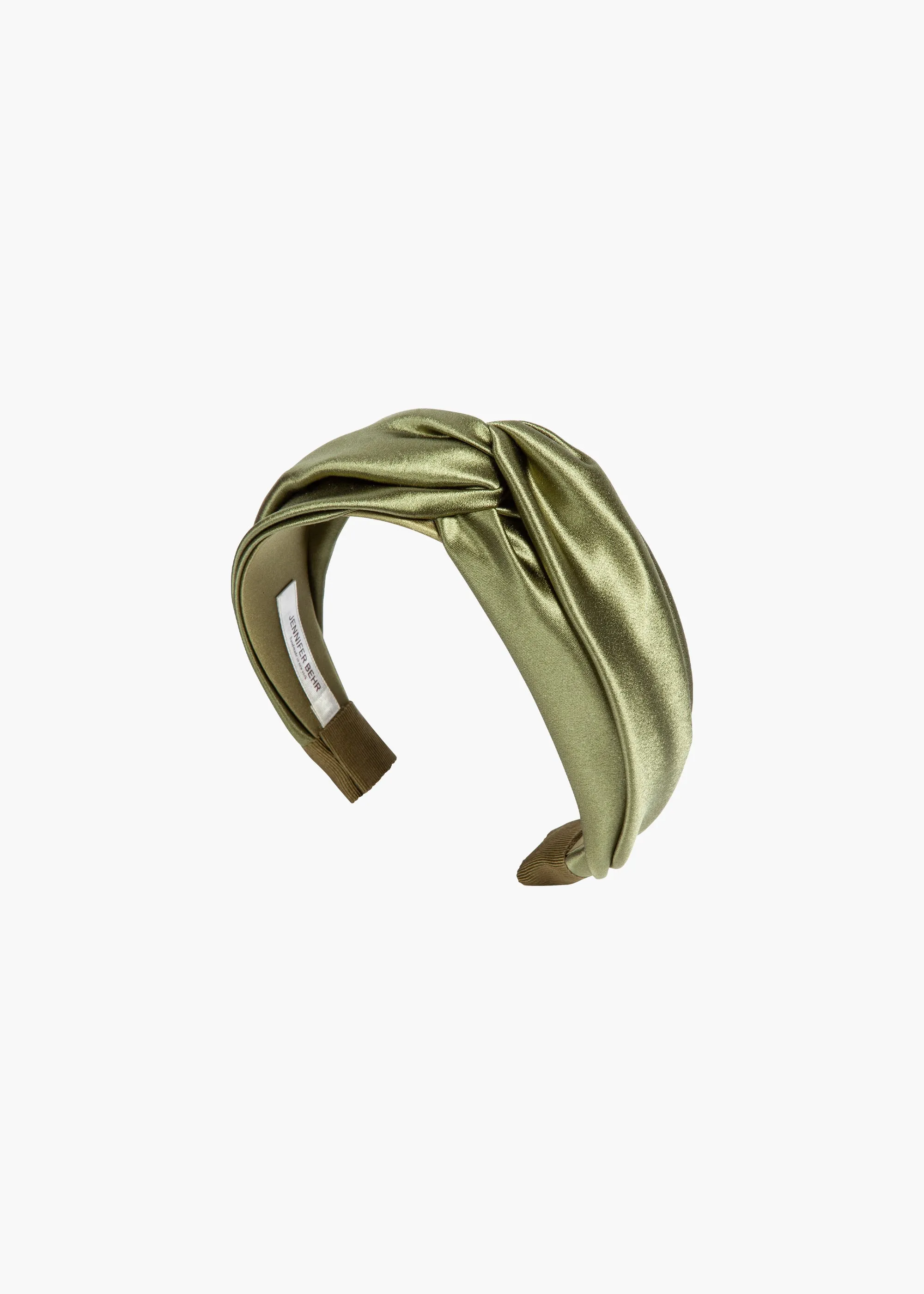 Twist Headband in Silk Satin -- Olive