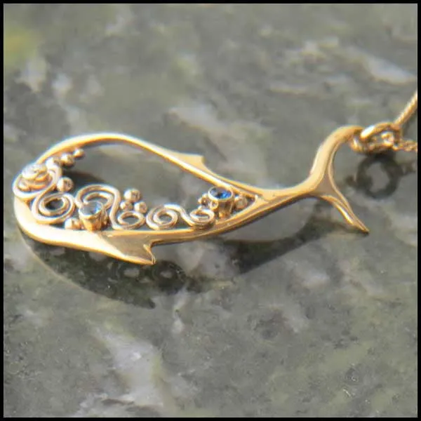 Unique Fish Pendant in Gold