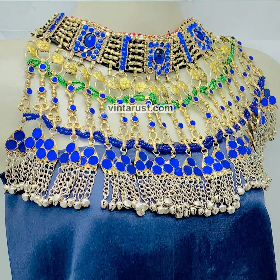 Unique Oversized Blue Stones Choker Necklace